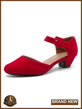 Women's Ankle Strap Chunky Heels Low Block Heel Closed Toe D'Orsay Pumps Dress